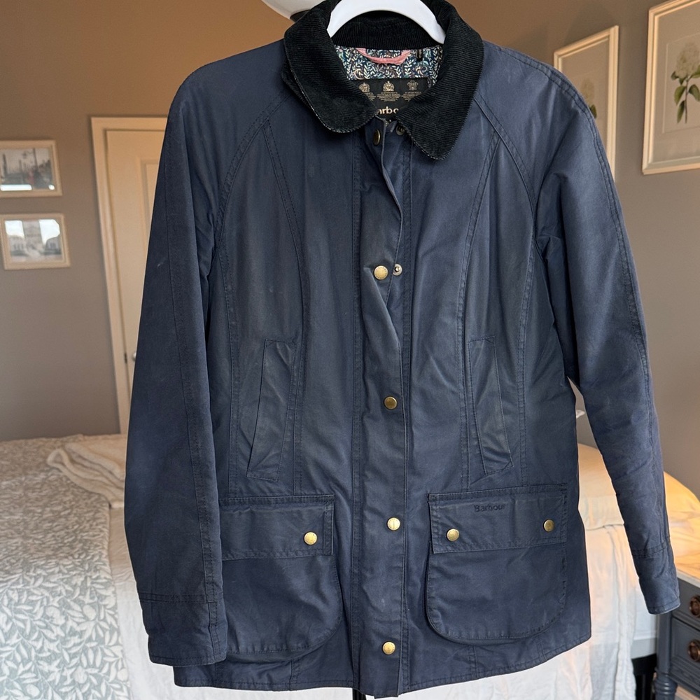 Barbour x Liberty collab Women's Dark Blue Utility Abbey Jacket